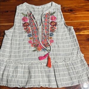 THML Striped Top with Colorful Embroidery